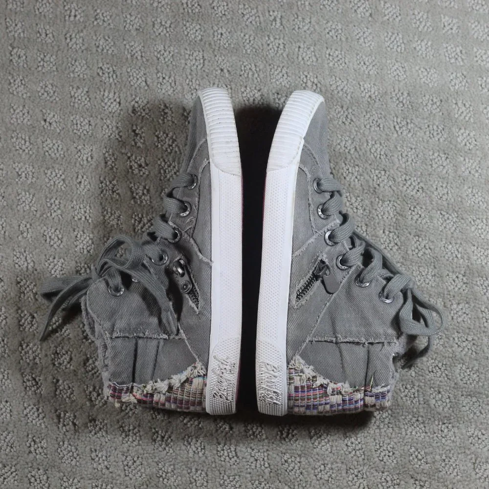 Blowfish Size 6 Grey Canvas Lace Up and Zipper Sneakers